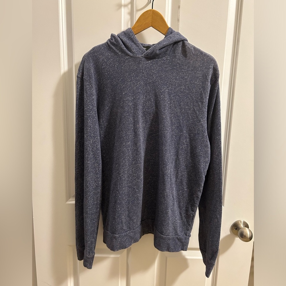 Theory Men’s Grey Blue Speckled Heathered Pullover Hoodie Sweatshirt Size M